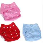 Swito Mart Kids Reusable Baby Washable Cloth Diaper Nappies with Inserts Wet-Free for Babies of Ages 0 to 2 Years - New Born (3 Pieces) ()