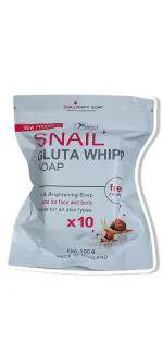Hani Po PSL SNAIL + GLUTA WHIPP SOAP FOR FACE AND BODY BRIGHTE X10 - 100G PACK OF 1 - THAILAND PRODUCT