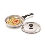 Anjali Fiesta Pro Stainless Steel Fry Pan with Lid Size - 22 | Gas & Induction Compatible.
