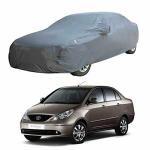 Oshotto/Recaro Dark Grey 100% Anti Reflective, dustproof and Water Proof Car Body Cover with Mirror Pocket Compatible with Tata Indigo