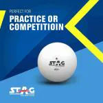 Stag Iconic 1 Star White Table Tennis Balls Pack of 3 Designed for Beginner Training and Casual Matches