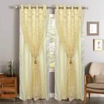 Jvin Fab Beige Polyester Curtains, 5.5 Ft (Set Of 2)