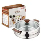 VINOD Stainless Steel Aroma Insulated Casserole with Glass Lid & Wooden Knob | Capacity 2650 ml