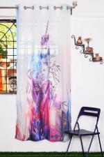 Parada Online Multicolor Floral Tissue Linen, Net Abstract Design Window, Door Curtain 5ft (Pack of 1)