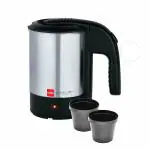 Cello Quick Boil 700 Electric Stainless Steel Kettle with 2 Travel Cups, 500ml, 1000W, Black/Silver