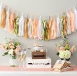 AMFIN (20 Pieces, 2 Meter) Paper Tassels for Decoration, Paper Tassels Garland, Paper Tassel for Party, Paper Tassels, Birthday Decoration Items - Peach, Beige, White & Golden