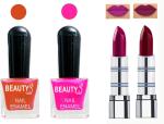 OUR BEAUTY Perfect Combo Of Velvet Matte Lipsticks Ultra Shine Nail Polish (Set Of 4)