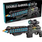 KTRS ENTERPRISE Light and Sound Musical Double Barrel Pistol Gun Toy with Vibration and Laser Double Barrel Gun Toy Double Barrel Shot Gun Toy Gun Toy for Boys - Black