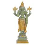 ARTVARKO Handmade Brass Vishnu Standing with Sudarshan Chakra Idol - 8 inch