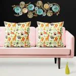 ArtzFolio Cartoon Animals D1 | Cushion Cover Throw Pillow Cover Case for Sofa & Living Room | Cotton Canvas Fabric | 20 x 20 inch (51 x 51 cms); Set of 2 pcs
