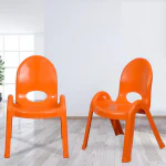 MAHARAJA Tommy Plastic Chair for Kids | Strong Durable & Portable Study Chairs | Virgin Material Kids Chairs for 2 to 8 Years | Stackable School Chair (Pack of 2, Orange)