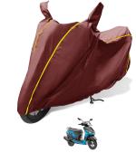 Auto Hub Waterproof Bike Cover Compatible with Yamaha Alpha, Coated, Mirror Pocket, Belt Buckle Maroon