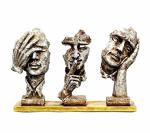 Idol Collections Multicolor Resin Handmade Three Modern Human Faces Antique Design, 7 Inch