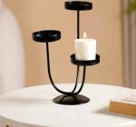 S S HANDICRAFT 3 Arm Metal Candle Stand Black