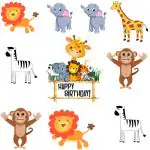 Party Propz Multicolor Card Stock Animal Theme Jungle Birthday Decoration (Set Of 10)