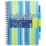 Pukka Pad A4 Size Single Line Ruled Subject Book 6 Subject Book 250 Pages Perforated Pages Blue Hard Back Cover Wirebound Repositionable Dividers With Storage Pockets Stripes Range