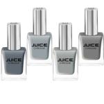 JUICE ONE COAT NAIL PAINT COMBO HANDBALL COURTS - C09, LIQUID MERCURY - C10, MOON LIGHT - C11, BLUSH SILVER - C12 LONG LASTING 11ML EACH PACK OF 4