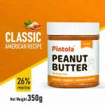 Pintola Classic Peanut Butter Crunchy 350g - Original American Recipe with High Protein 26g & 7.2g Fiber, Premium Roasted Nuts, Gluten Free, Zero Trans Fat, with MUFA Good Fats, Vit E & B3, Dairy Free