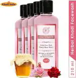 Herbal Khadi Honey Rose 100% Natural Purifying Herbal Facewash For Glowing Skin Soothing Moisturizing Anti Acne Oil Control (Pack of 4) 840 ml
