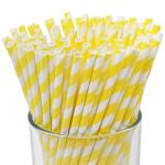Festiko Bio-degradable Paper Straws (Size -8mm|Pack of 50 Pcs|Yellow & White Striped), Paper Straws for Drinking, Food Grade Paper Straws for Kids