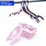 ZURU BUNCH Pink Foldable Clothes Drying Rack Magic Folding Plastic Clothing Drying Hanger with Anti-Slip Groove for Outdoor Camping Hiking for Home and Travel (Set of 2, 12 Pieces)