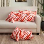 Story@Home Orange & White Zebra Designer Digital Print Cushion Cover (Set of 5)