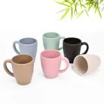 Eha Earth-Friendly Classic Coffee Mug | 300 ml | Made with Rice Husk & Bamboo Fibers | Microwave Safe | for Hot & Cold Coffee, Milk & Tea Cup | Matte Finish Multicolor | Coffee | 6 UnitS