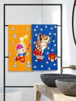 Sassoon Print 100% Cotton Kids Cartoon Hand Towel set of 2pc - 38 cm x 58 cm