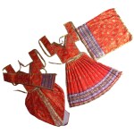 IMPOTECH Handmade Krishna Ji & Radha Maa Full Dress Set | Rk Dress Set for Radha Ashtami | Janamashtmi By Gouri Poshak (Orange, 12 Inch)