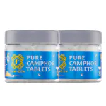 Camveda 100% Pure Premium Camphor Round Tablets Jar 100GM | Original Kapoor for Pooja | Leaves No Residue or Ashes - (Pack of 2)