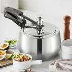 Vinod 18/8 Stainless Steel Sandwich Bottom Handi Shape Inner Lid Europa Pressure Cooker-3L|Induction