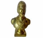 Kalarambh Bharat Haat Yellow Brass Shivaji Maharaj Idol Handicraft Art 9 x 5 x 15 cm