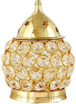 T-KA108 Brass Akhand Diya | Diamond Crystal Deepak/Dia Brass Table Diya  (Height: 5 inch)