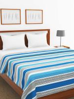 BIANCA victoria blue Cotton Winter Quilt-Comforter-1pc Double size stripe(254 cm x 229 cm)