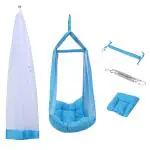 Made2Craft Baby Swing Cradle with Mosquito Net - Light Blue