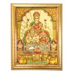 Hawai Kuber Laxmi Designer Golden Wall Hanging Engineered Wood Photo Frame for Worship Use 8.5x7inch SFDI00404GLDFRM