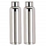 Kuber Industries Silver Stainless Steel Water Bottle - 1 L (Set Of 2)