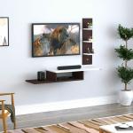 Thomas Engineered Wood Floor Standing TV Entertainment Unit (Wenge White) - Ideal for Upto 50