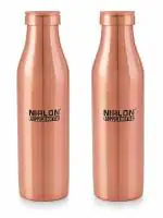 NIRLON Copper Tamba Bottle with Leaf Proof Protection, Joint Less, Ayurveda and Yoga Health Benefits for Everyday Use, School, Gym, Office, Pavitra 1000ml, Set of 2