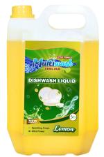 Multiwash Steel Rub Dishwash Liquid-Advanced Grease Fighting Formula For Sparkling Clean Dishes-(Lemon) 5 L