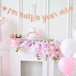 Festiko Real Glitter IM Half A Year Old Banner, Half Birthday Garland Birthday Party Decor, Half Birthday Party Decoration 1, 2 Birthday Banner (IM Half A Year Old, Rose Gold)