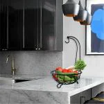 SmartSlide Steel Fruit Bowl with Detachable Banana Holder/Fruit & Vegetable Basket/Vegetable Stand/Banana Stand with Hook for Dining Table Kitchen Black