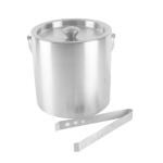 USERV Stainless Steel Double Walled Plain Ice Bucket with Lid & Handle, 1.5L, Ice Tong, Ice Cold for 6 Hours, Bar Tools for Home Bar Accessories, Mini Bar-Pack of 6