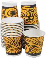 Amit Marketing Yellow, Brown Paper Disposable Ripple Cup (Set Of 100)
