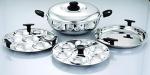 Pigeon Silver Stainless Steel Regal Multi Kadai Set (Pack of 4)