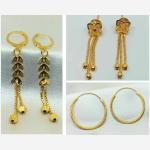 SHEELOVES Combo Of Traditional Sui and Dhaga / 1 Gm Gold Plated, Drop Earrings , Bali Pair of 3 Brass Drops and Danglers , Hoop Earrings | Pack of 3