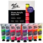 Mont Marte Fluoro Acrylic Paint Set Premium 8pc x 36ml.