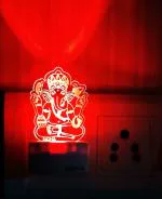 DIONA Clear Shri Siddhivinayak Ganpati 3D Illusion LED Night Lamp 10 cm