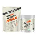 FUELONE Whey Max, Whey Protein Concentrate & Whey Protein Isolate, 27g Protein (Chocolate, 1kg / 2.2lb) & Creatine Monohydrate 100g (Unflavoured, 33 Servings)