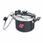 Prestige Clip-on Svachh Hard Anodised Spillage Control Pressure Cooker, 5 L (Black)